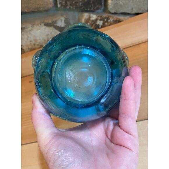 Beautiful Blue Glass Art Vase candle holder Decor. Murano Style? Home decor - Picture 4 of 8